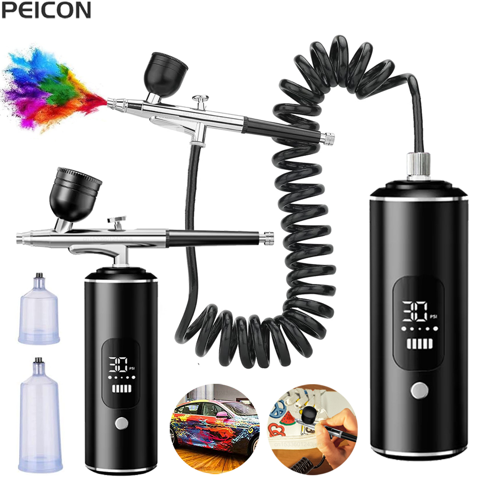 Airbrush Compressor Kit - Аэрограф с компрессором Портативный аэрограф Мини-пистолет-распылитель