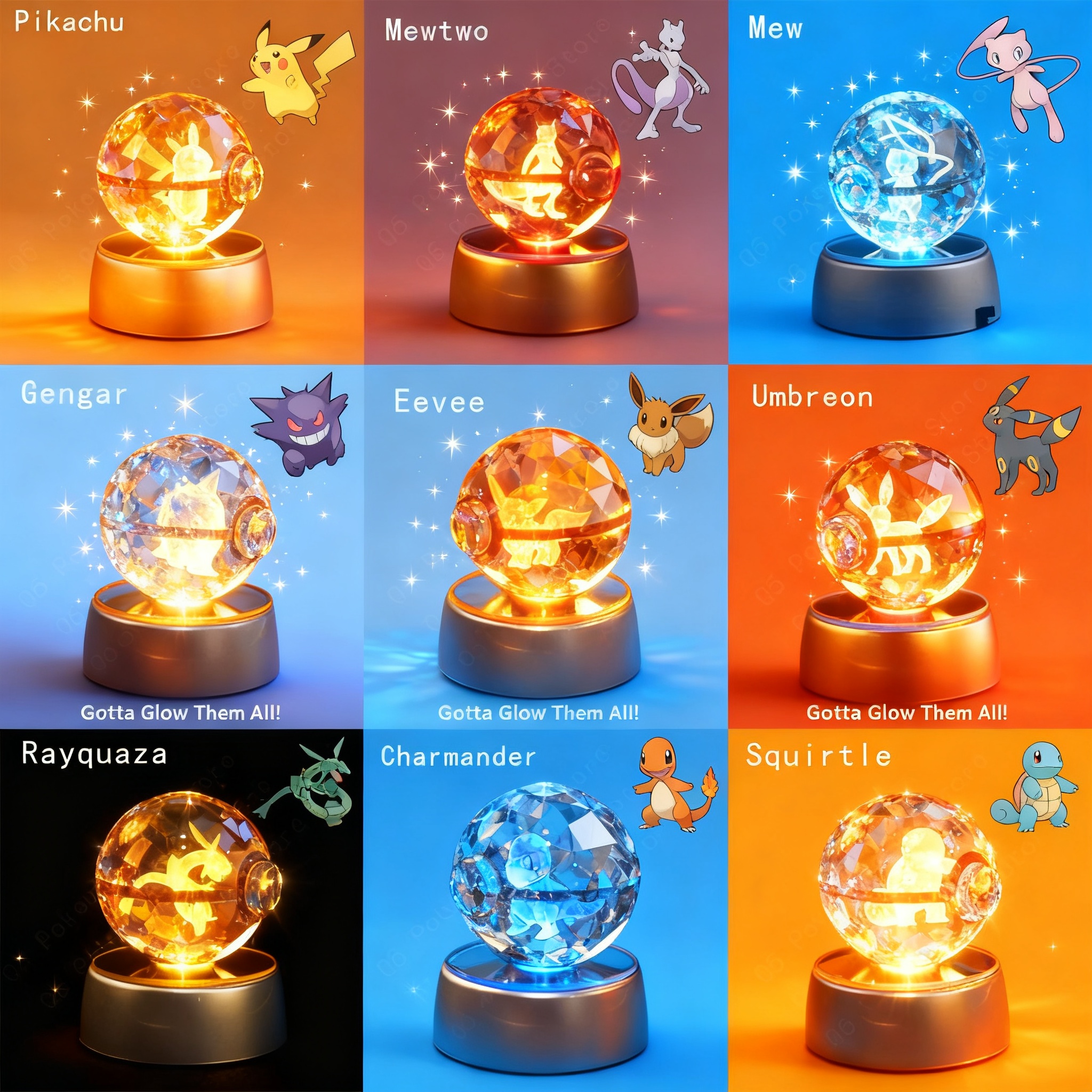 Model Figure Base - Ночник-светильник 3D «Кристальный шар Покемон» с