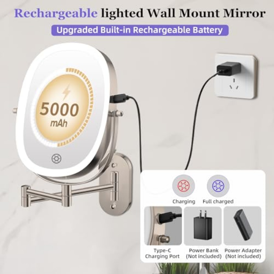 Настенное зеркало для макияжа  - Magnifier With Light review and price