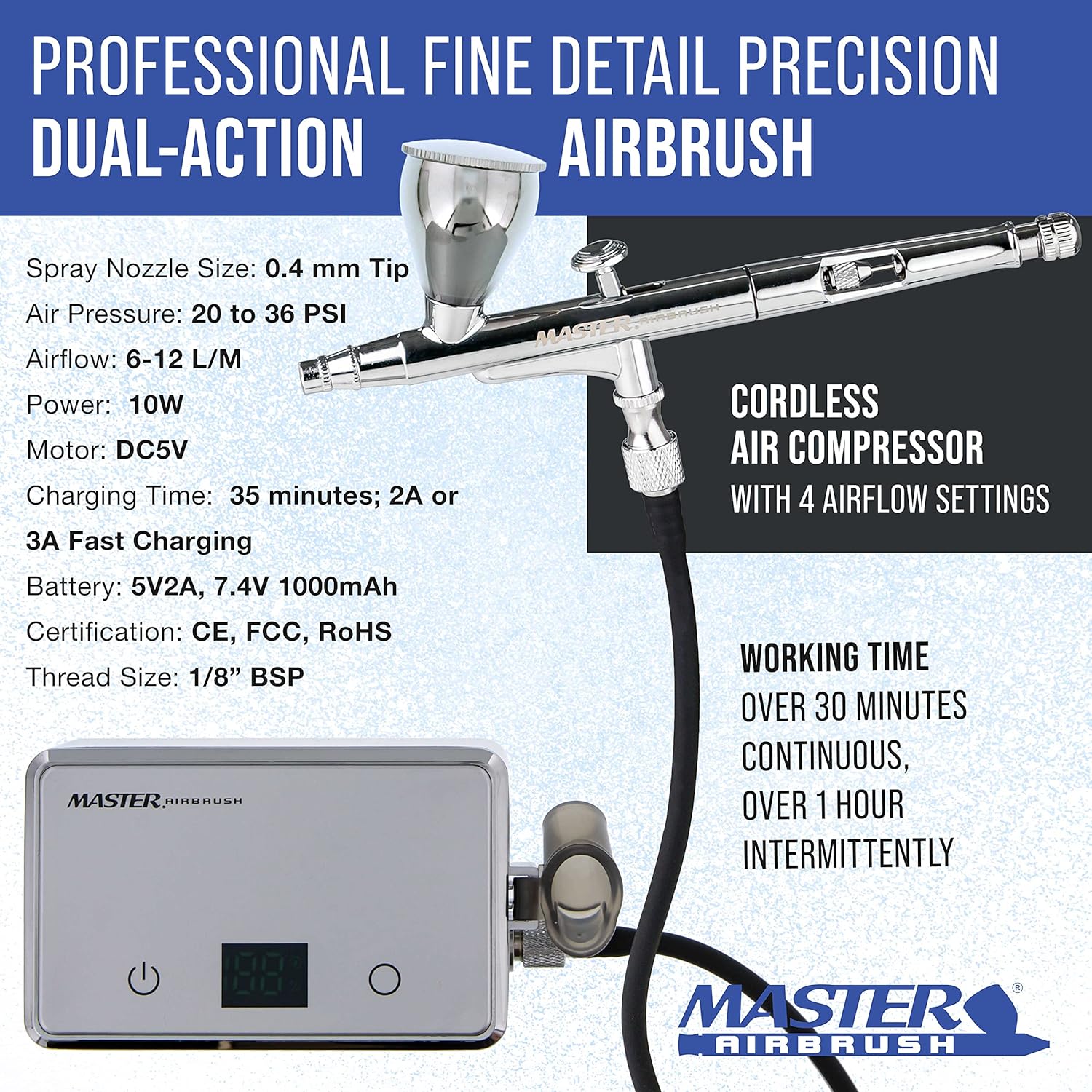 Беспроводной аэрограф-набор с  - Airbrush Compressor Kit review and price