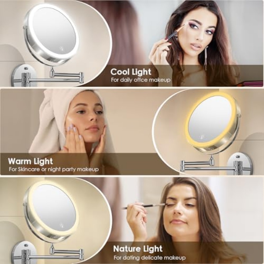 Настенное зеркало для макияжа  - Magnifier With Light review and price