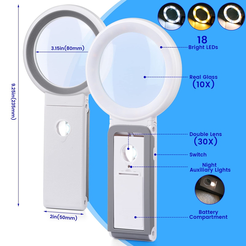 30X40X Складные ручные увеличи - Magnifier With Light review and price